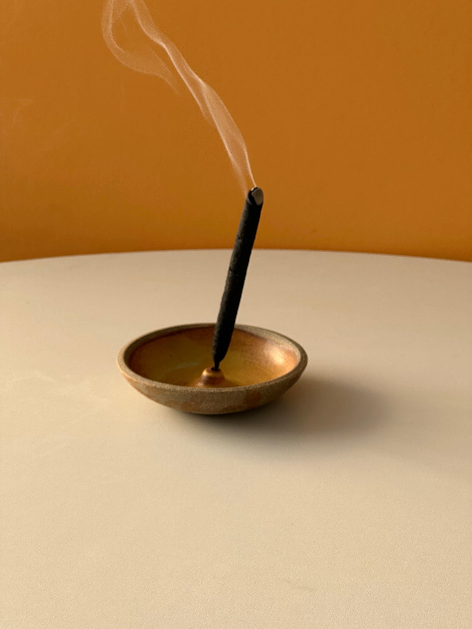 Hand-thrown Stoneware Incense Holder (Woo Yellow)